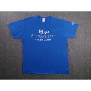 Seeds of Peace Shirt Men Large Blue Color Games Peacebuilding Casual Everyday
